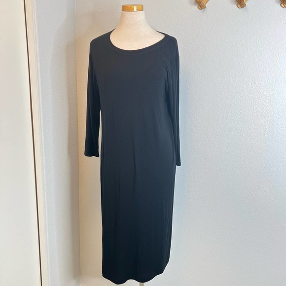 Raquel Allegra Dresses & Skirts - Raquel Allegra Modal Long Sleeve Midi Dress Black Size Medium